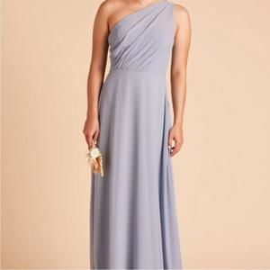Birdy Grey Kira One Shoulder Chiffon Dress Dusty Blue Size L